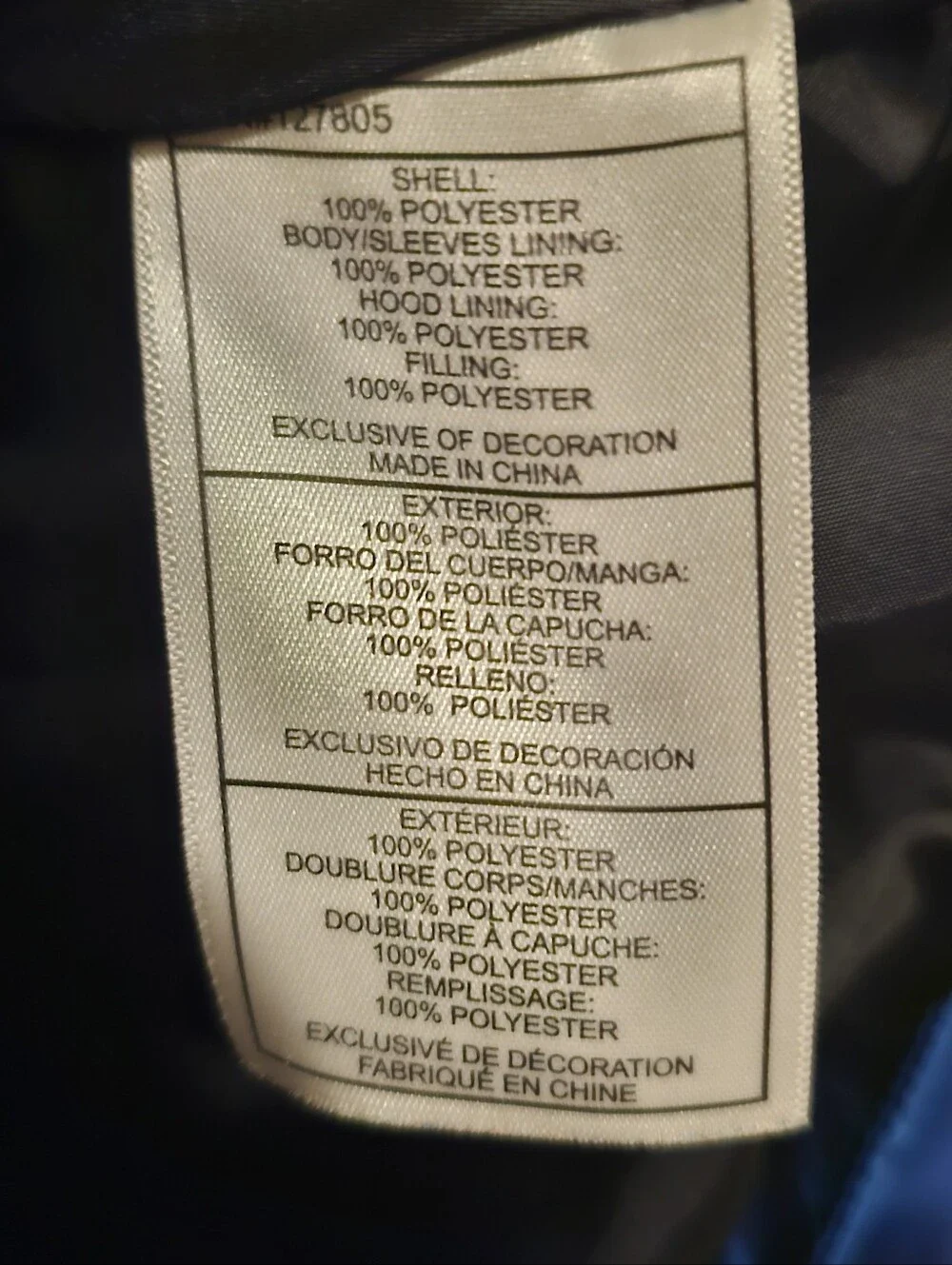 Reebok Blue And Black Hooded Winter Puffer Jacket Size 10/12